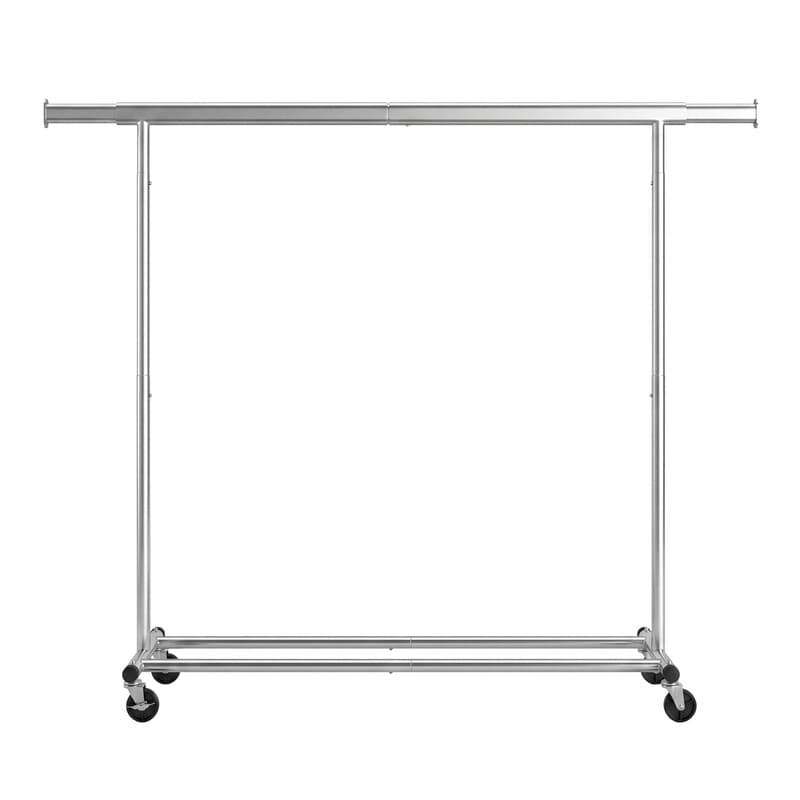 Ochama Kledingrek met Wielen, Verstelbaar Kledingrek, Zwaar Belastbaar, voor Slaapkamer, 150 kg Draagvermogen, Eenvoudige Montage, Zilver