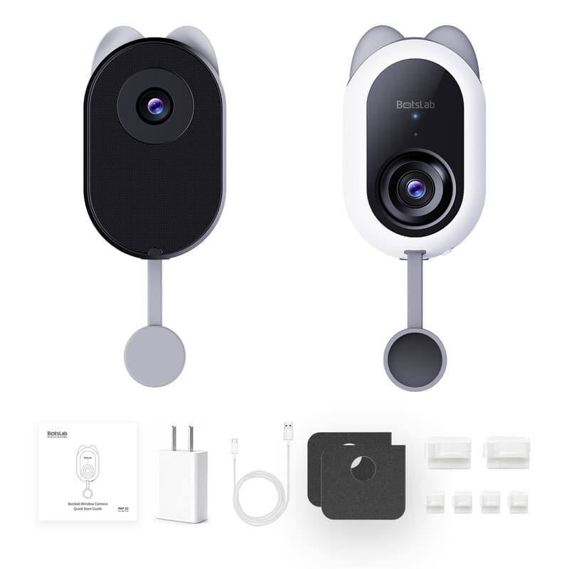Botslab W101 4 MP Binnenvenstercamera, Bewakingscamera met Buitenzicht | AI Persoonsdetectie, Huisdier-/Bewegings-/Voertuigdetectie, 24/7 Opname, Eenvoudige App-bediening, 2,4/5 GHz WiFi
