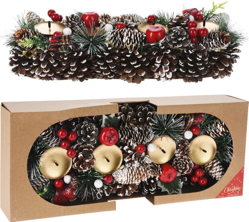 Koopman Adventskrans met Kaarsenhouder - 40 cm, Dennenkegelontwerp