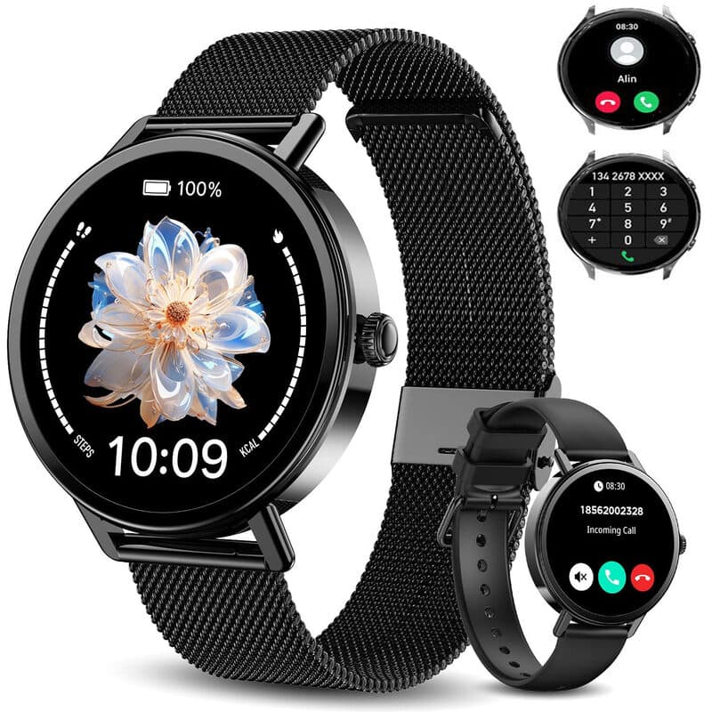 Blackview X30 smartwatch voor dames, 1,26 inch ronde fitnesshorloge met hartslagmeter, slaapmonitor, SpO2, stappenteller & activiteitentracker, IP67 waterdicht voor sport, werk & dagelijks gebruik, Android & iOS