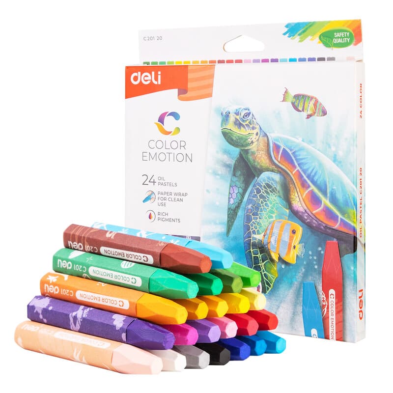 Deli oliepastels, kunstbenodigdheden, assorti kleuren, 24-kleurenset