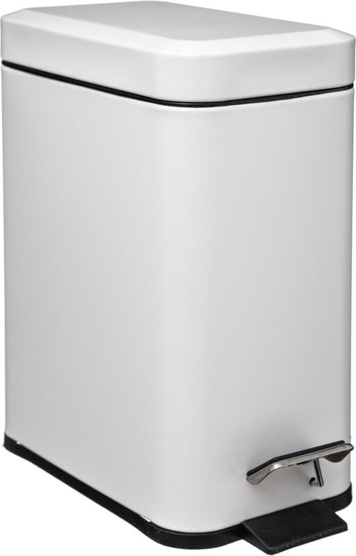 5five Rechthoekige metalen pedaalemmer - Wit, 5 L