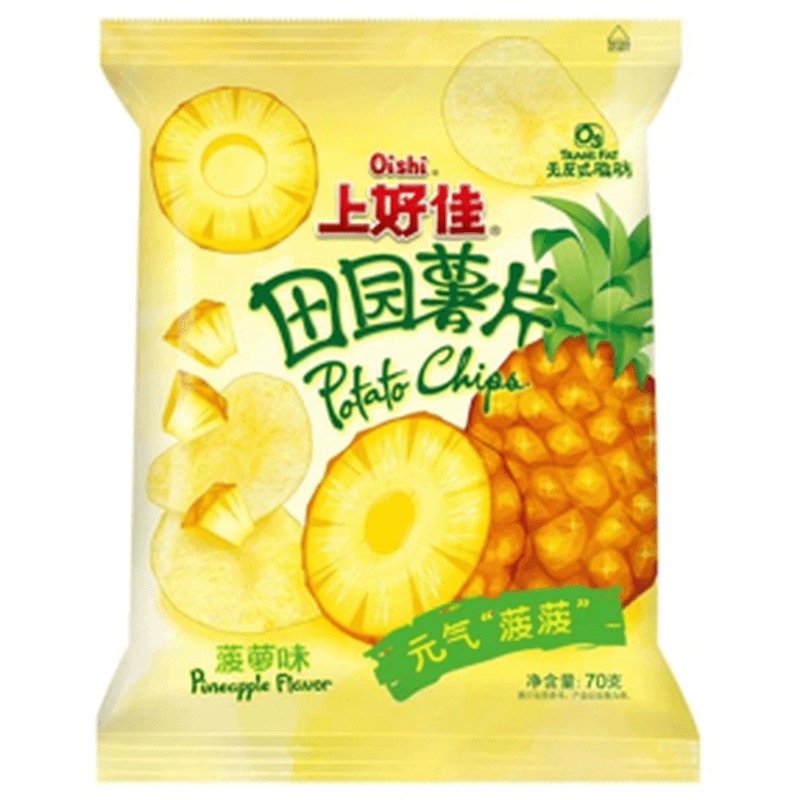 Oishi Vibrant Ananas Aardappelchips (Grote verpakking) 70 g