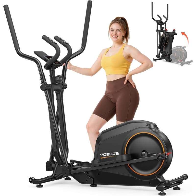YOSUDA Opvouwbare Crosstrainer voor Thuis, Crosstrainer met 16 Weerstandsniveaus, Ultrastil voor Cardio, LCD-scherm & Transportwielen