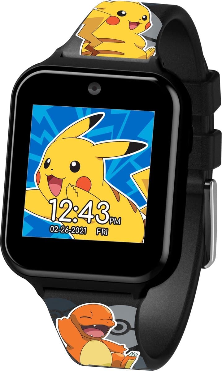 Accutime Pokémon Smartwatch Kinderen - Selfie Camera voor Foto's & Video's - Met Spraakmemo, Stopwatch en Timer - Voor Kinderen Vanaf 6 jaar - Zwart