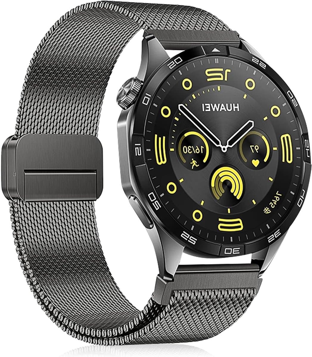 22mm Horlogeband voor Smartwatches, Geschikt voor 46mm en 48mm Modellen, RVS Magnetische Vervangband voor Huawei Watch 4, GT3, GT2 en Meer