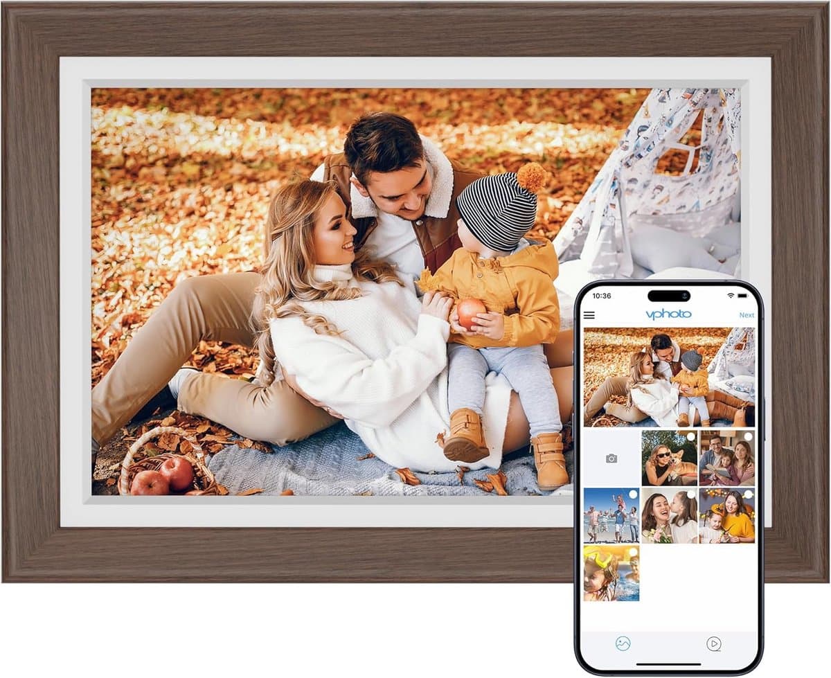 Digitale fotolijst - WiFi display - Foto's delen - Cloud opslag - 10 inch - Bruin