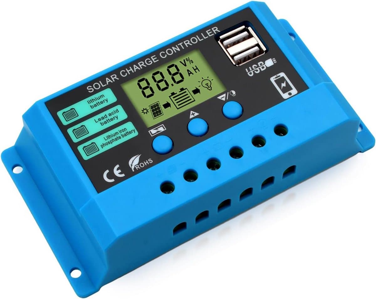 Solar Charge Controller - Zonne-laadregelaar Batterij - Energiebeheer - Driestaps PWM Laden - 30A 12V/24V - Grijs