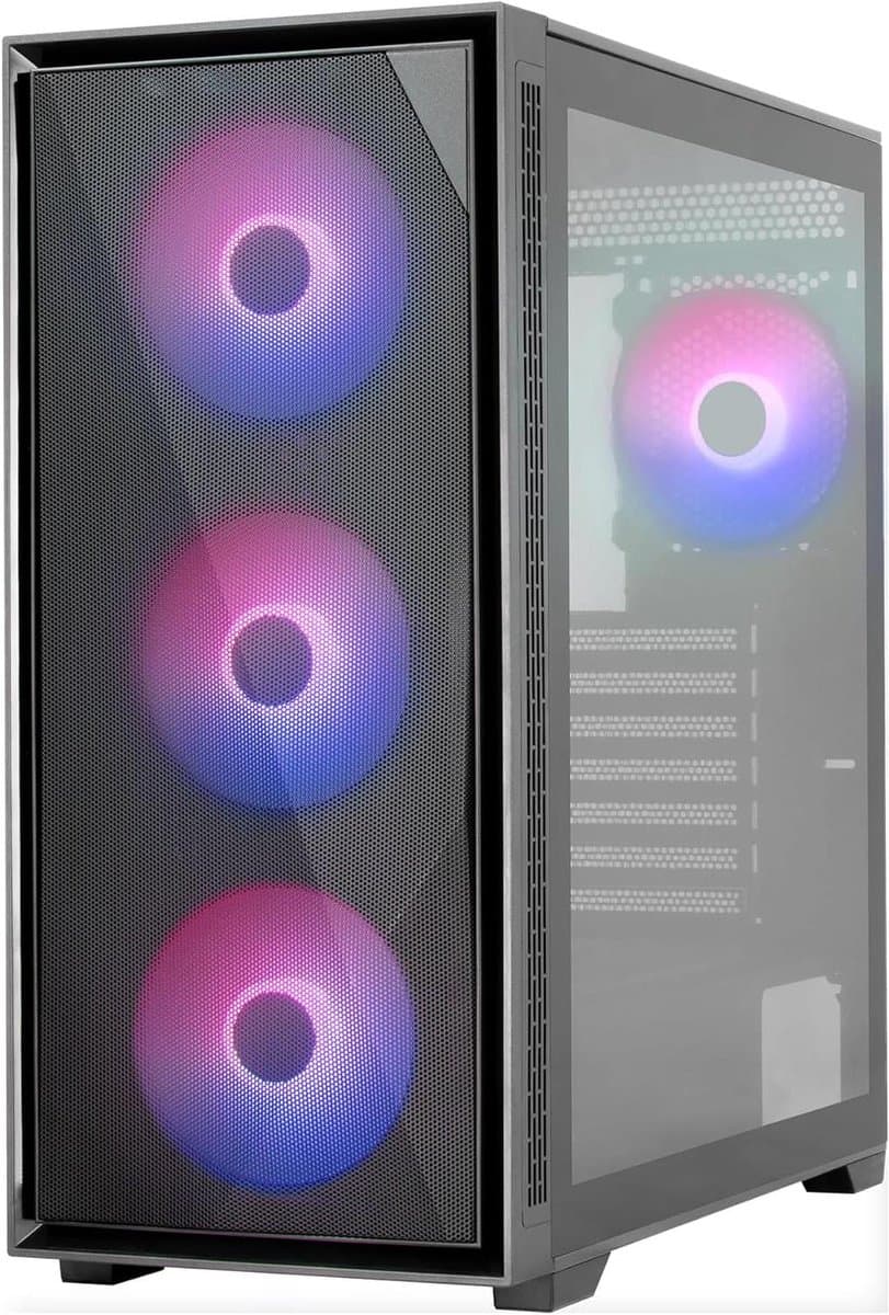 PC Behuizing - Computerkast Tower - Componenten Beschermen - Mesh Voorpaneel - ATX - Zwart