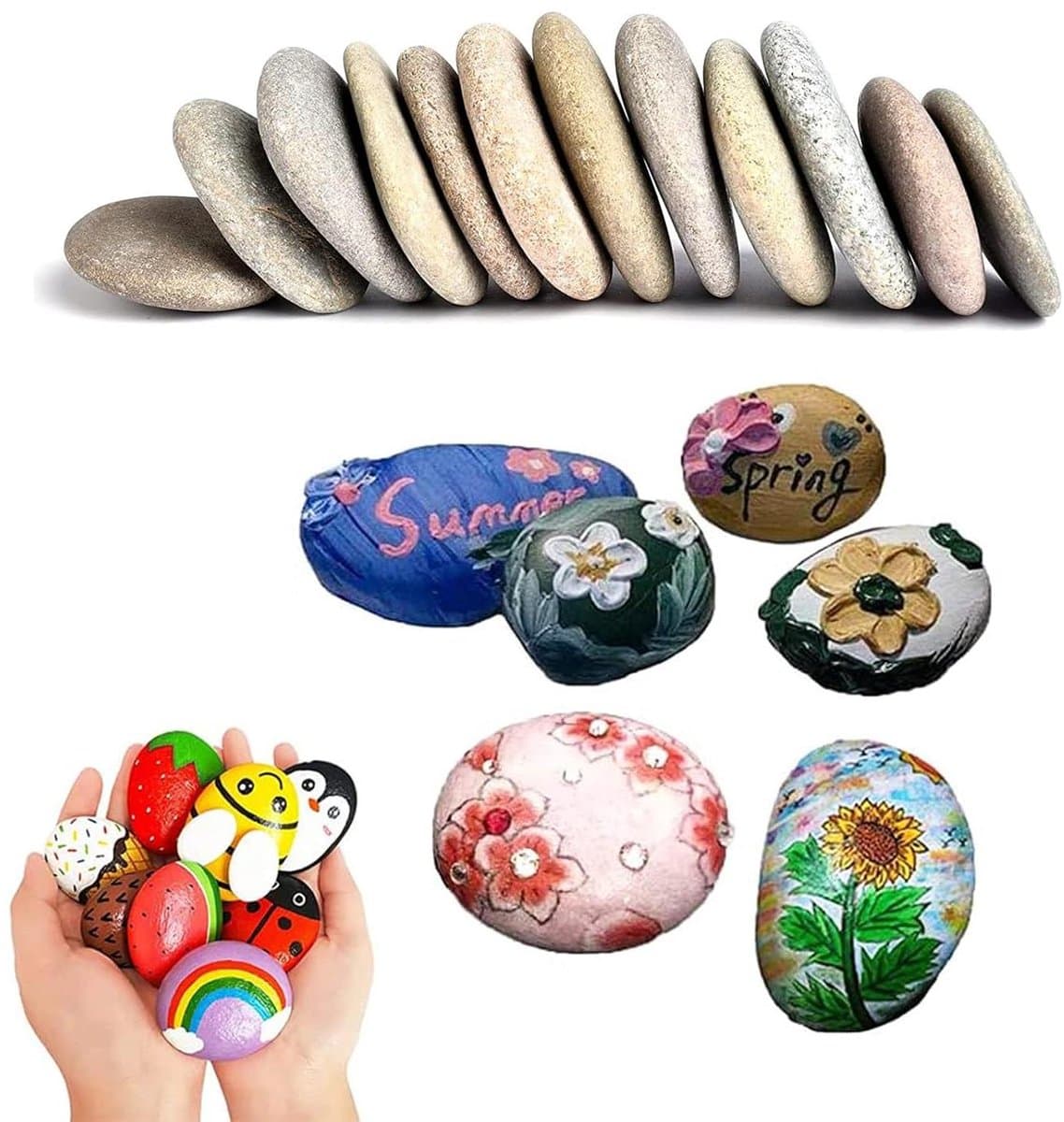 Provento - Beschilderbare stenen set - 25 stuks - Kiezelstenen om te schilderen en te decoreren - Tuindecoratie - Geschilderde stenen maken