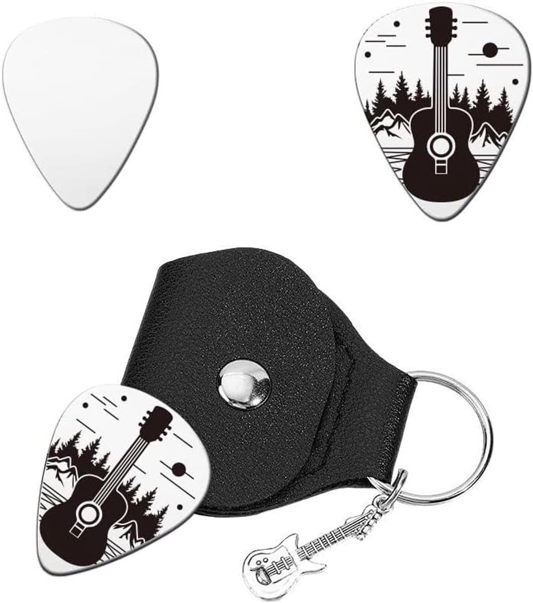 TTGoods - Reflectie Plectrum Set met PU Lederen Case voor Gitaar - Muziek Accessoires - Gitaar Picks Set