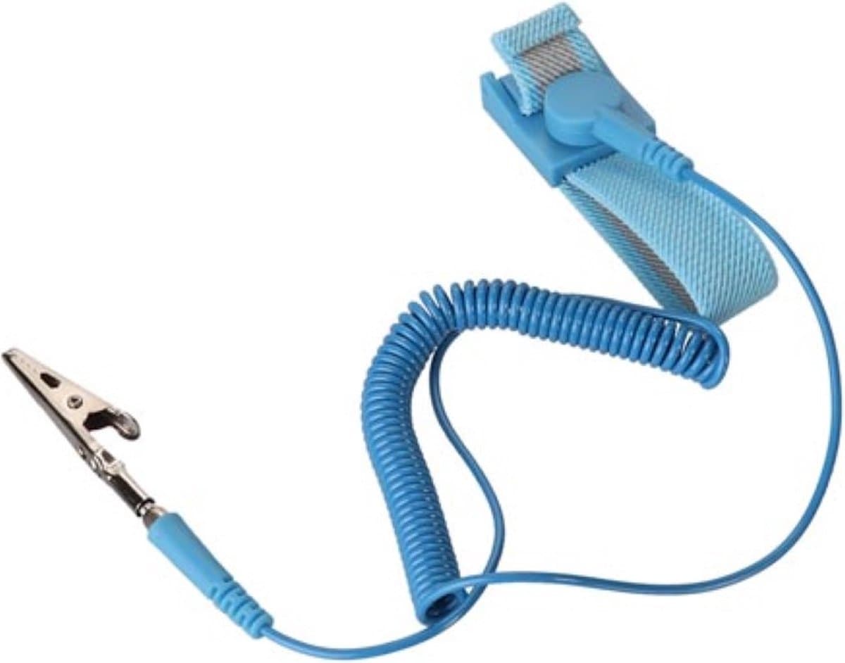 Velleman Antistatische polsband, verstelbaar, krokodilklem, 1 Mohm, blauw