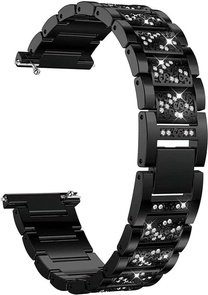 LISM-Compatibel met Samsung Galaxy Watch 4 Gear S3 Active 2. Met strasssteentjes versierde metalen band van 20 mm.