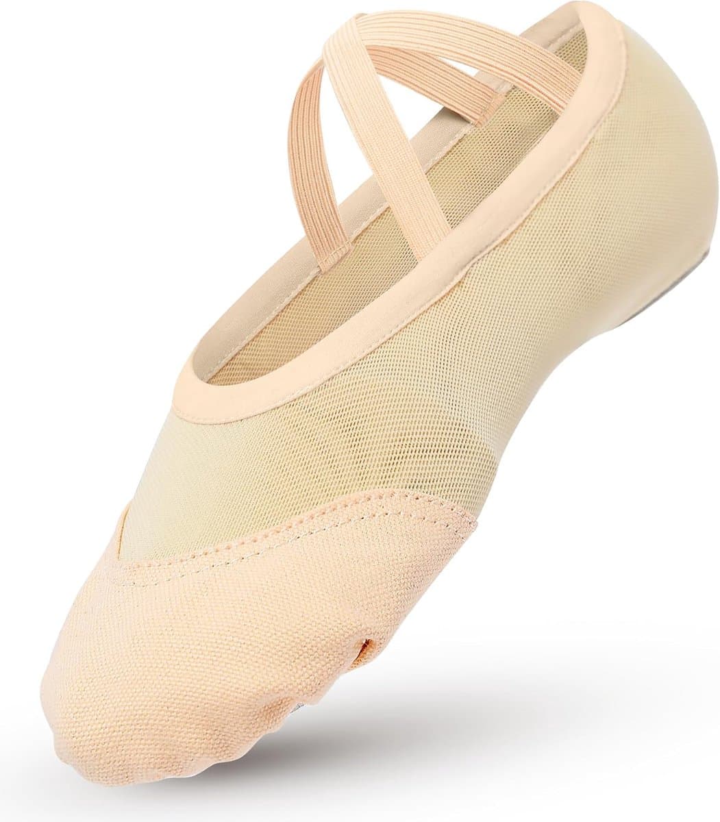 Balletschoenen 38 EU - bruin canvas en mesh - gesplitste leren zool - perfect voor dans en yoga - ShopVlot