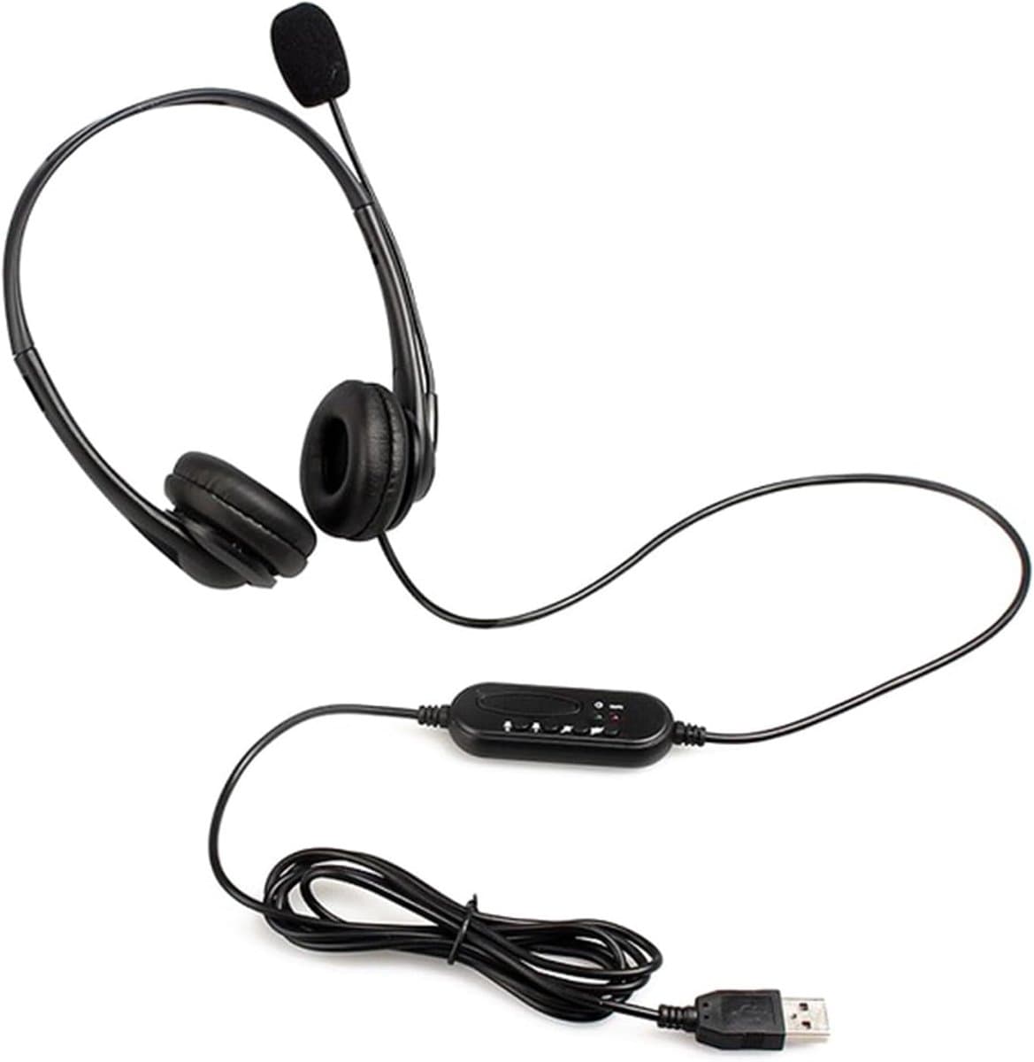Over Ear Headset - Telefoon Hoofdtelefoon - Online Vergaderingen - Dubbele Compatibiliteit - 303cm Draad - Zwart