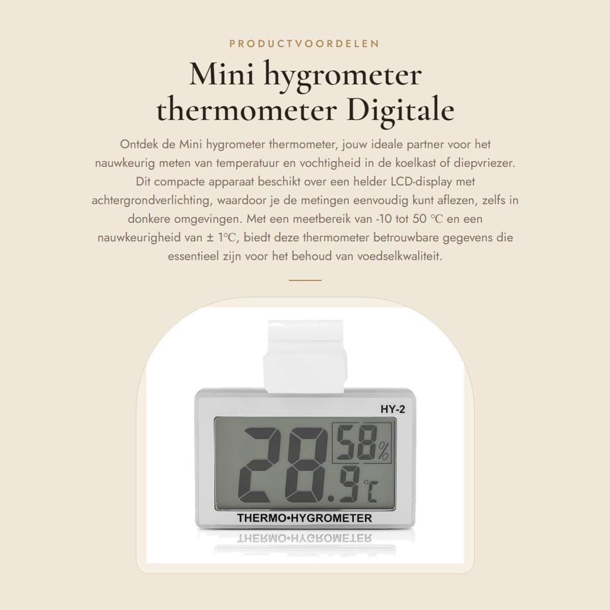 Dailygoods - Mini hygrometer thermometer - Digitale temperatuur en vochtigheid monitor - Waterbestendig - LCD-display met achtergrondverlichting - Ges...