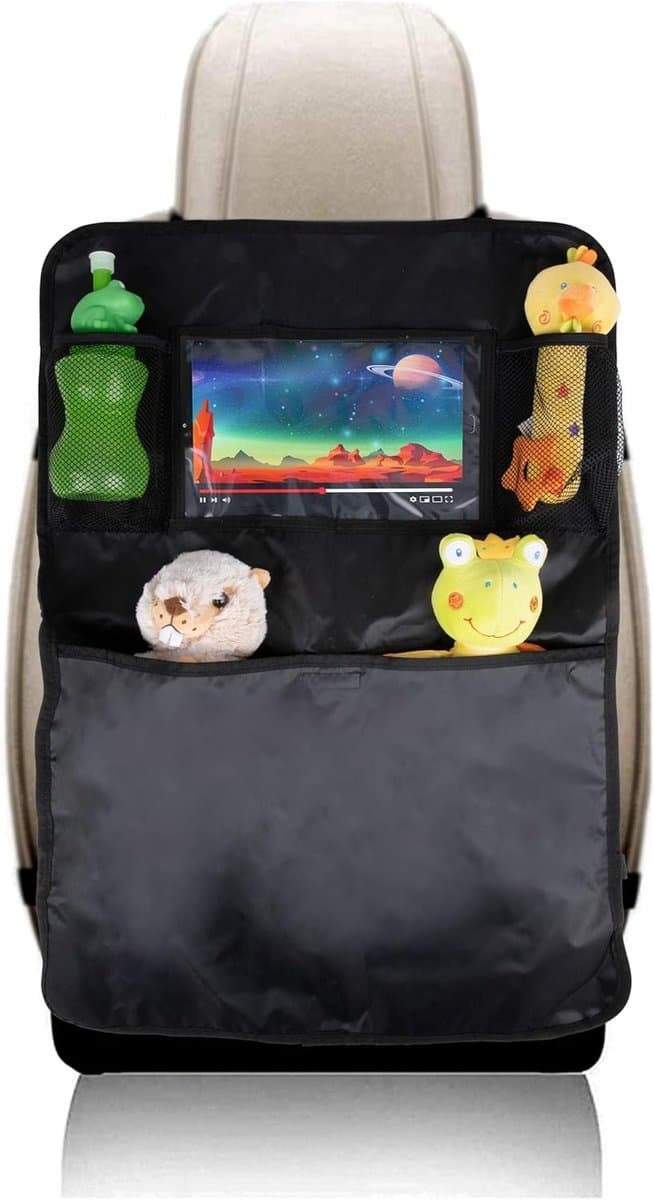 Thijox - Autostoel Organizer - 70 x 45 CM - Zwart - Multifunctionele Opbergvak voor Telefoon/Tablet - Ideaal voor Auto, Kinderen, Reizen en Opberging