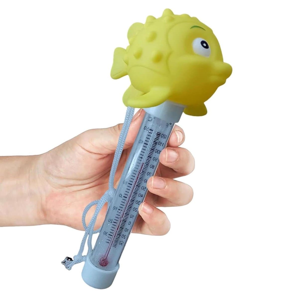 Zwembad Water Thermometer - Temperatuurmeter Badkuip - Waterkwaliteit Monitoren - Drijvend Visontwerp - 21.8 Centimeter - Blauw