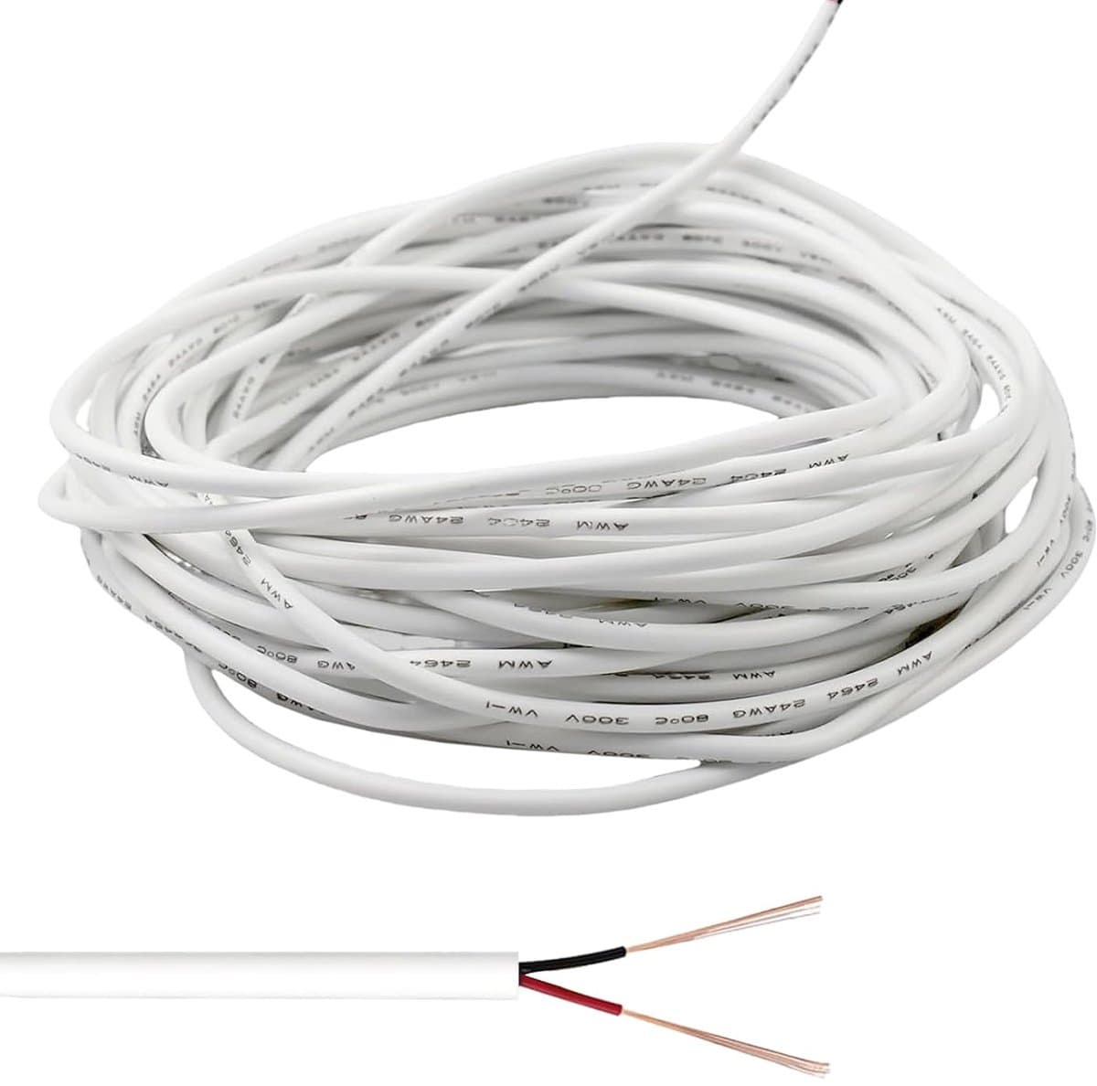 10 Meter 2-aderig Flexibel Koperen Elektrische Verlengsnoer 24 AWG Wit
