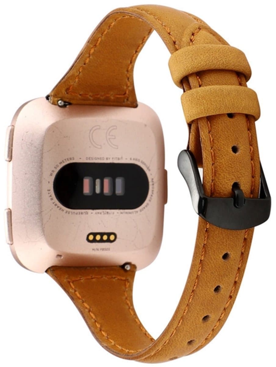 Voor Fitbit Versa Razy Horse Texture lederen band (lichtbruin)