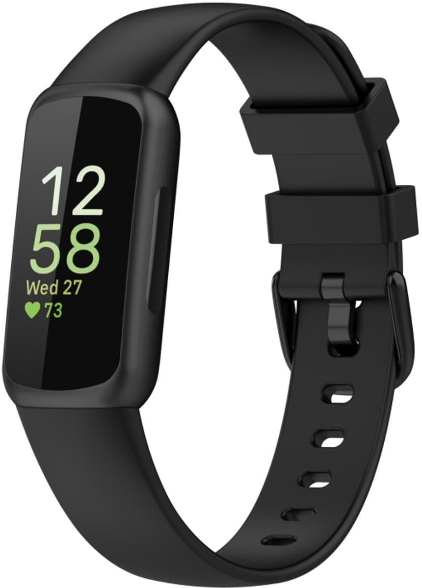 Voor Fitbit Inspire3 Effen kleur siliconen horlogeband, maat: L maat (zwart)