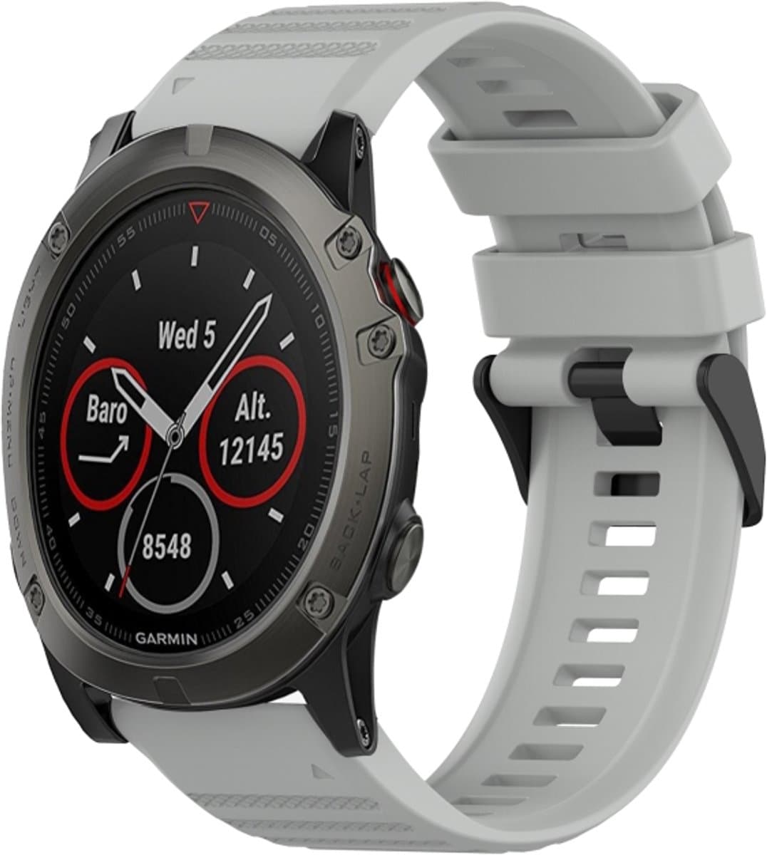 Voor Garmin Fenix 5X Sapphire 26mm Horizontale Textuur Siliconen Horlogeband met Removal Tool (Grijs)