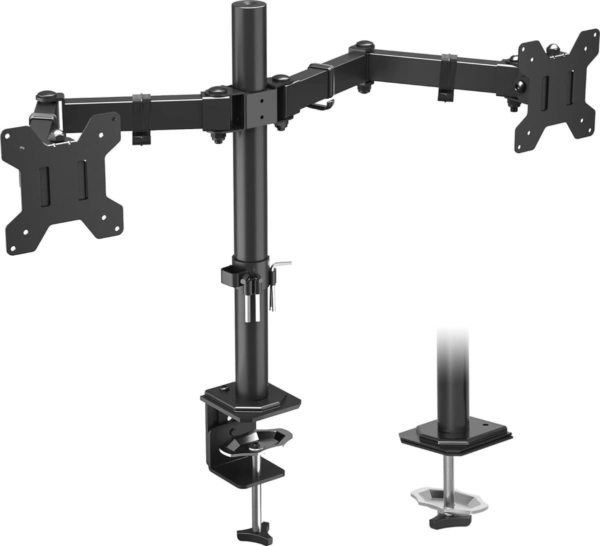 Dubbele Monitorarm voor 13-27 Inch Schermen - Verstelbare en Draaibare Dual Monitor Arm, VESA 75/100, Tot 8 kg per Arm