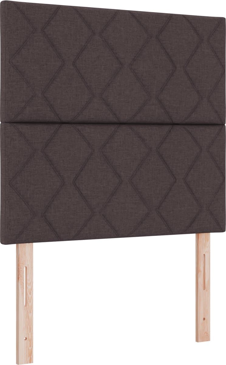 vidaXL - Boxspring - bed - met - hoofdeinde - Donkerbruin - 120 - x - 200 - cm - Stof