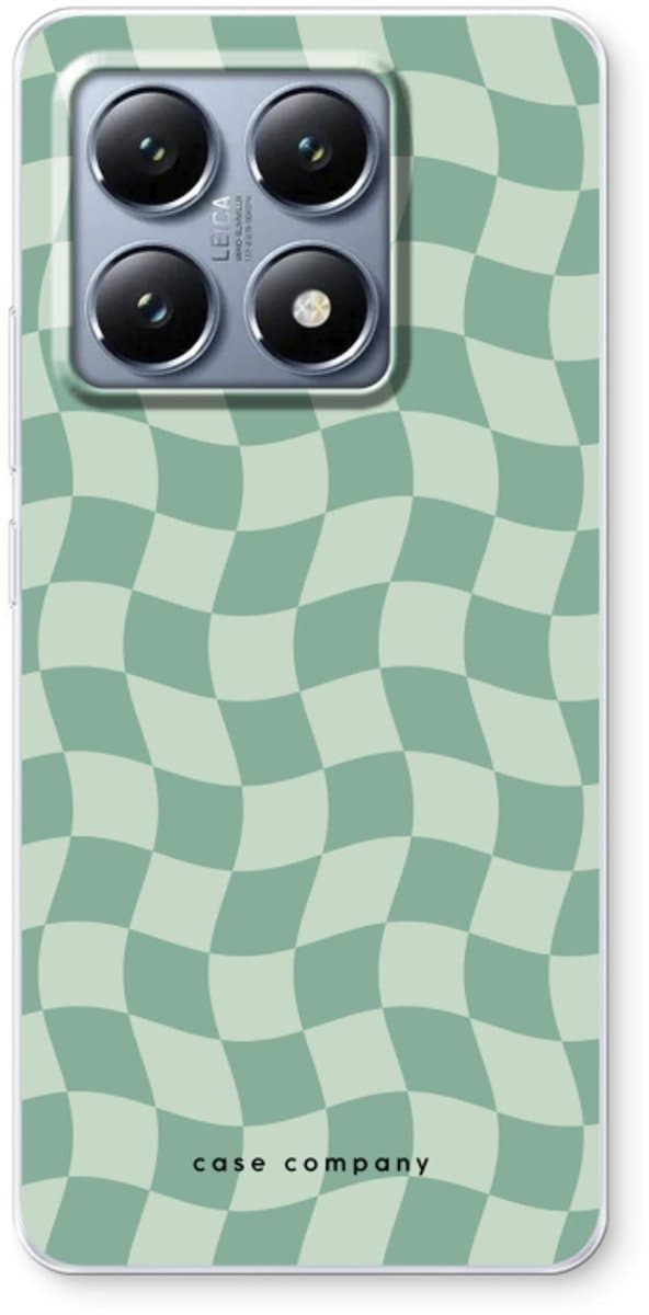 Case Company® - Hoesje geschikt voor Xiaomi 14T hoesje - Grid Groen - Soft Cover Telefoonhoesje - Bescherming aan alle Kanten en Schermrand