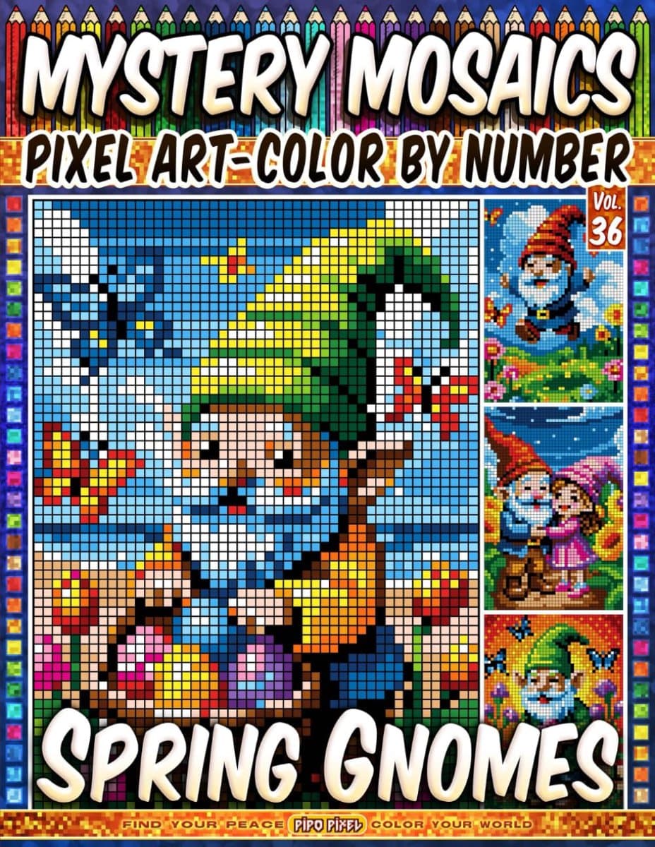 Mozaïek Kleurboek - Pixel Art - Ontspanning Tekenen - 50 Lentepracht Designs - A4 Formaat