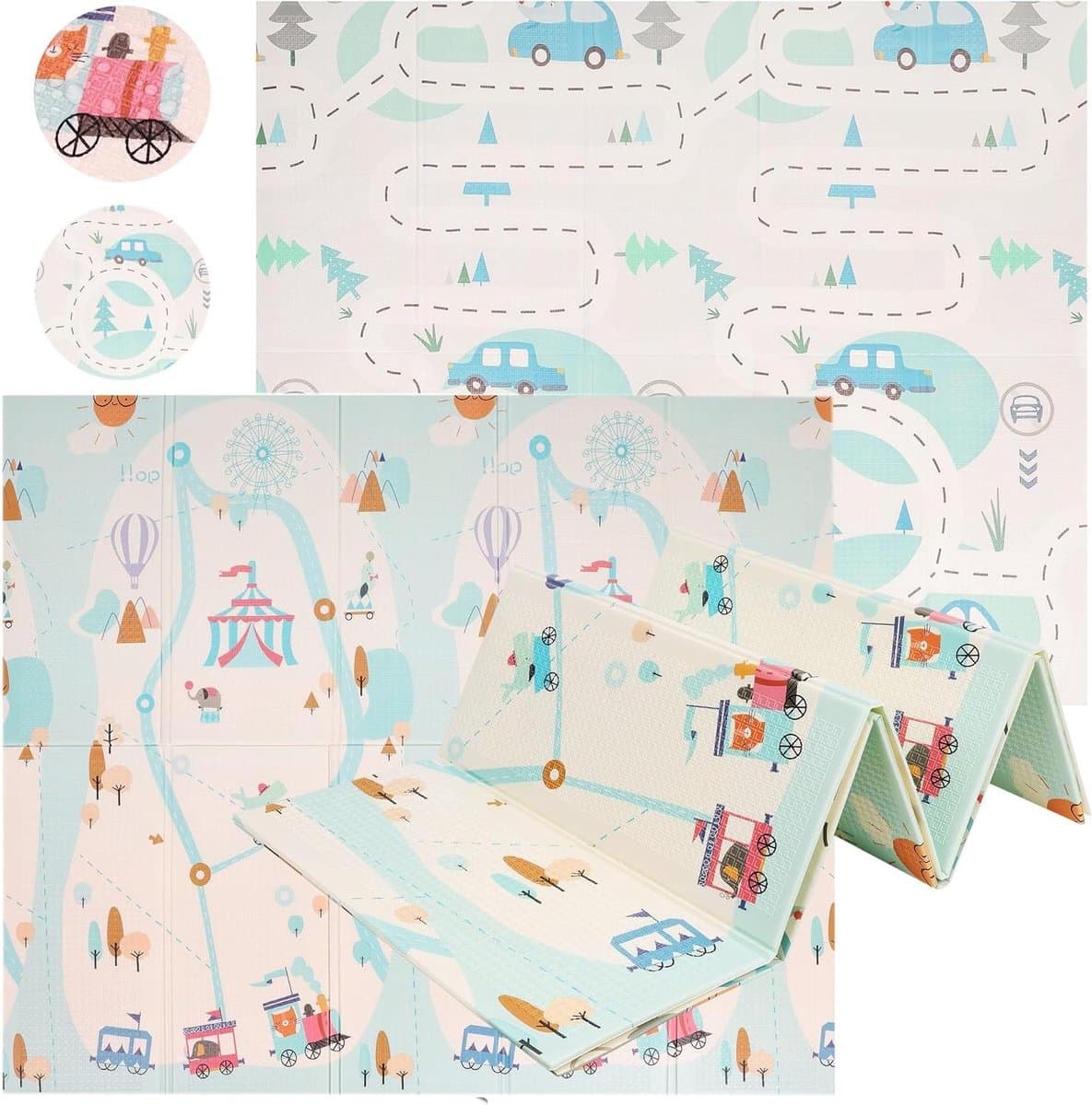 Baby Speelmat - Kruipmat Kinderen - Veilig Spelen - Waterdicht XPE Schuim - 200x180cm - Voertuigen