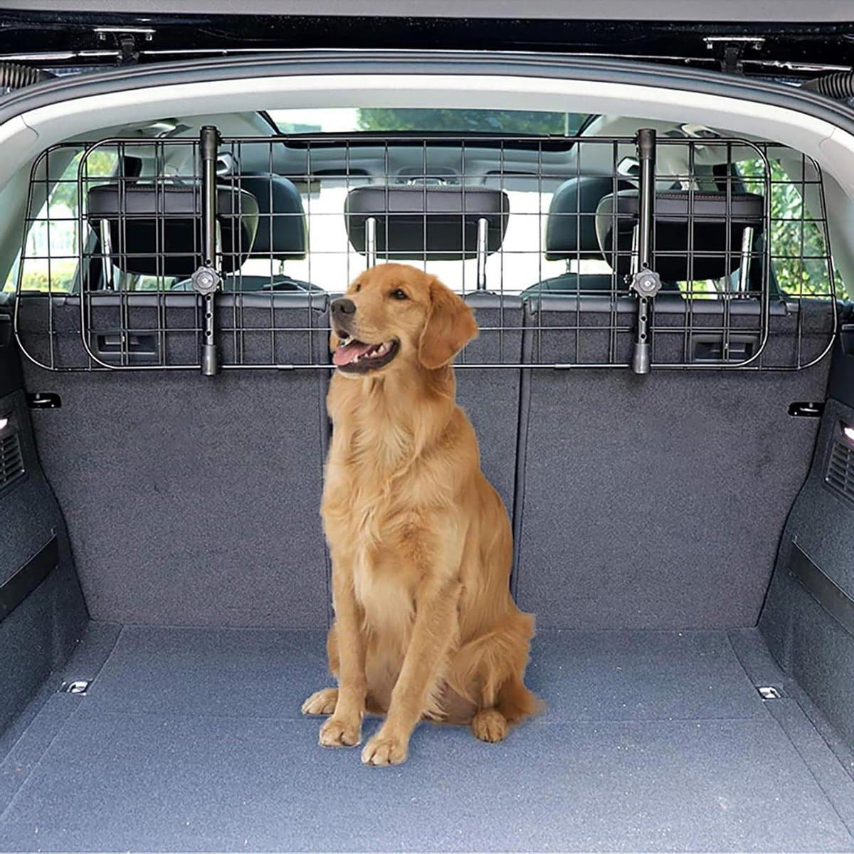Hondenrek Auto - Hondenbarrière Kofferbak - Veilig Reizen - Verstelbaar Staaldraad - 40 cm Hoog - Zwart
