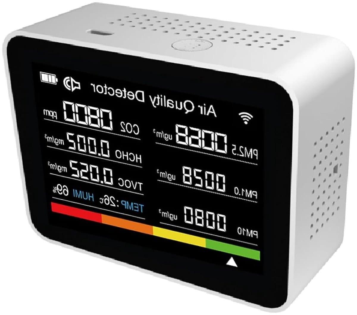 Luchtkwaliteitsmeter - Luchtmeter Monitor - Binnenklimaat Checken - 13-in-1 Functies - 2.8 Inch Scherm - Wit