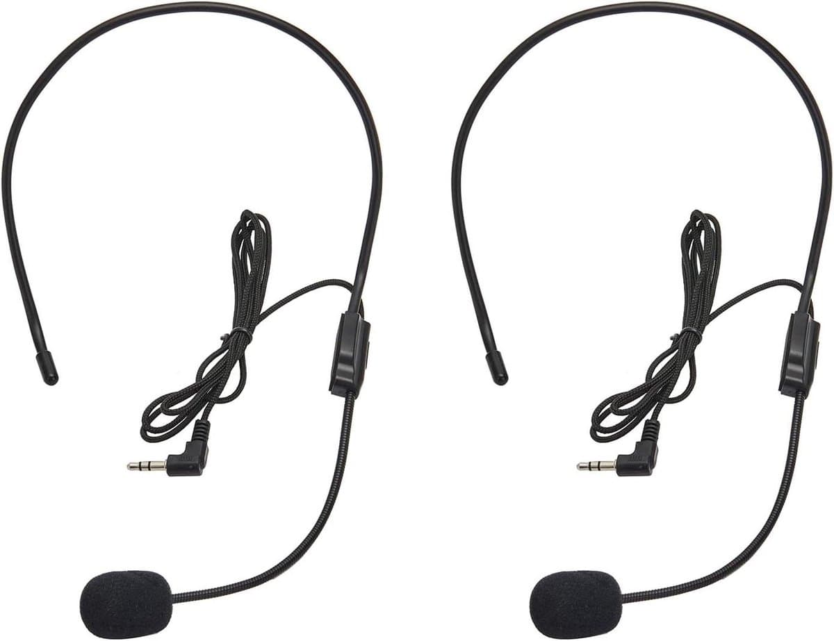 Headset Microfoon - Boom Microfoon - Stem Versterken - Flexibel Ontwerp - 2 Stuks - Blauw