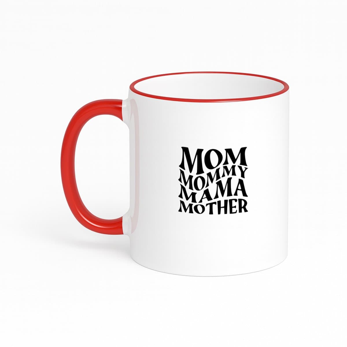 Hacebo® - Mom Mama Mother Mammy koffiebeker met gekleurde rand rood - Mama - cadeau mama - thee mok - koffie beker - Moederdag - Leuk cadeau voor je mama om te geven - verjaardag mama - koffiemok - 330 ML