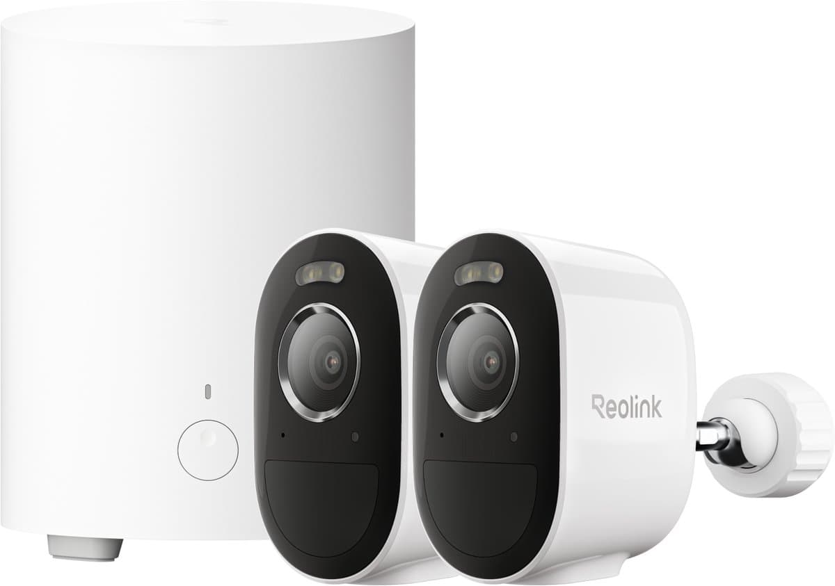 Reolink 5MP Draadloos Beveiligingscamerasysteem - AI-samenvatting - Slimme Detectie - IP67 Waterdicht - Hub 1 Lite + 2x Argus Serie B330