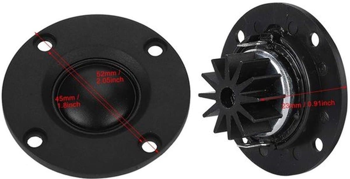 HiFi-luidspreker, 2 stuks 30W 6Ω zijden film dome tweeter treble luidspreker HiFi-luidspreker, sterke magnetische tweeter luidspreker, handig om woofer te matchen, gemiddelde gevoeligheid
