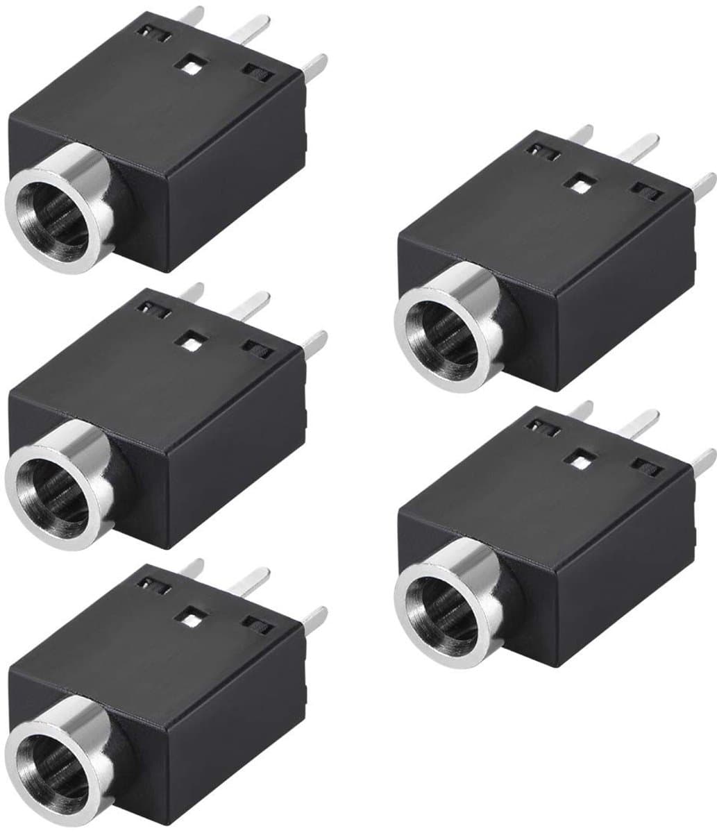 Store_8 - Printplaatmontage Hoofdtelefoon Aansluiting 3,5 mm - Vervangingsonderdeel - Zwart - 5-polig - Geschikt voor Audioapparatuur - 5 Stuks