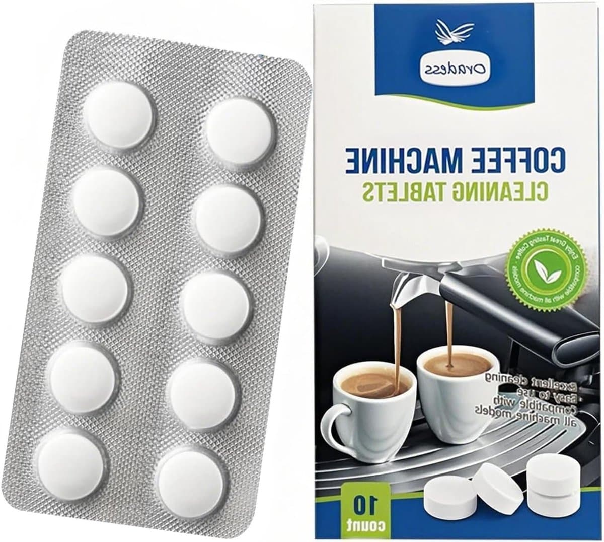 10 Ontkalktabletten voor Koffiemachines, Diepe Reiniging en Ontkalking, Geschikt voor Automatische en Espresso Apparaten