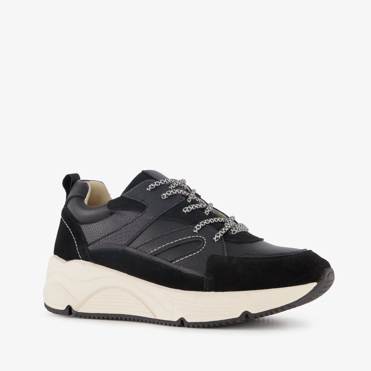 Hush Puppies leren dames sneakers zwart - Maat 38 - Uitneembare zool
