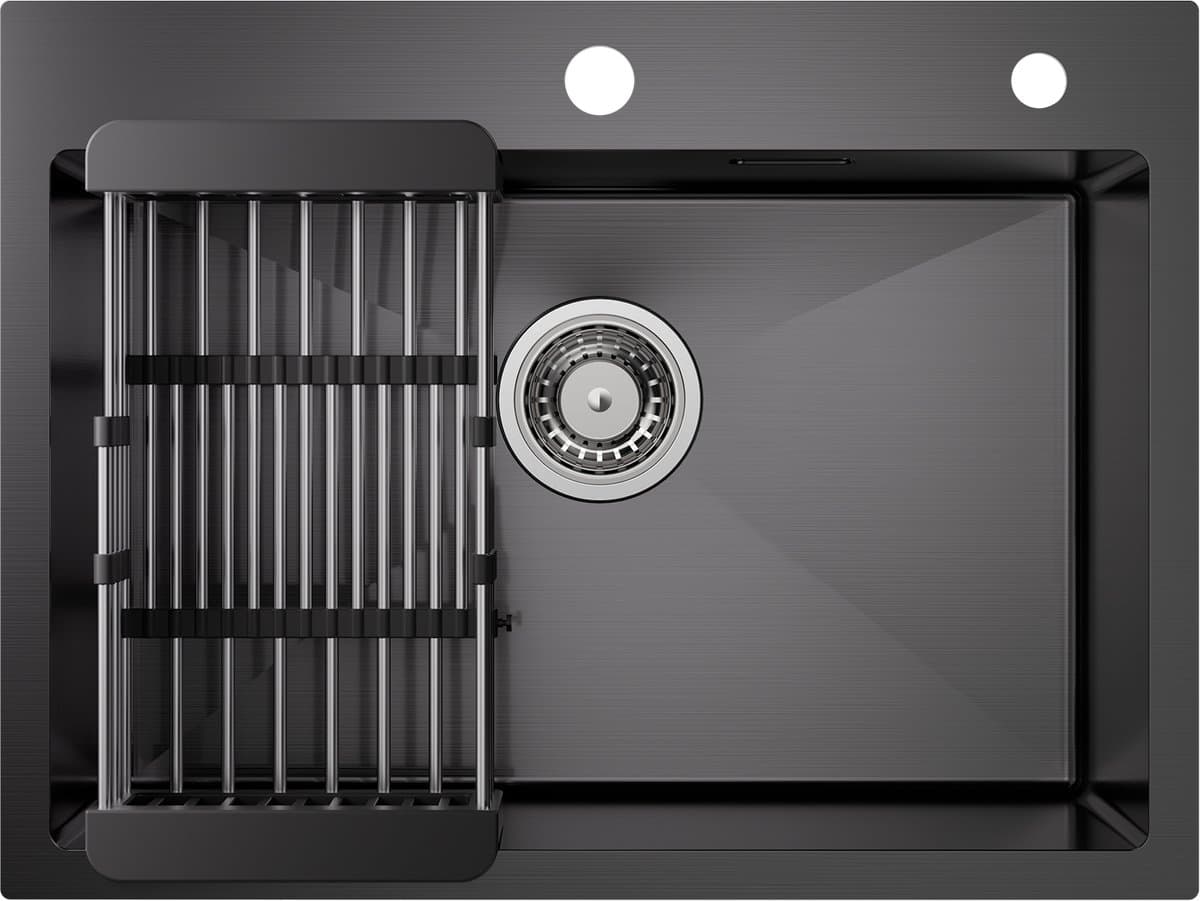 CECIPA max Spoelbak Antraciet 60x45CM - Spoelbak Keuken - Multifunctionele Spoelbak - Spoelbak Met Afdruiprek - Spoelbakken Keuken - Wasbak Keuken - RVS