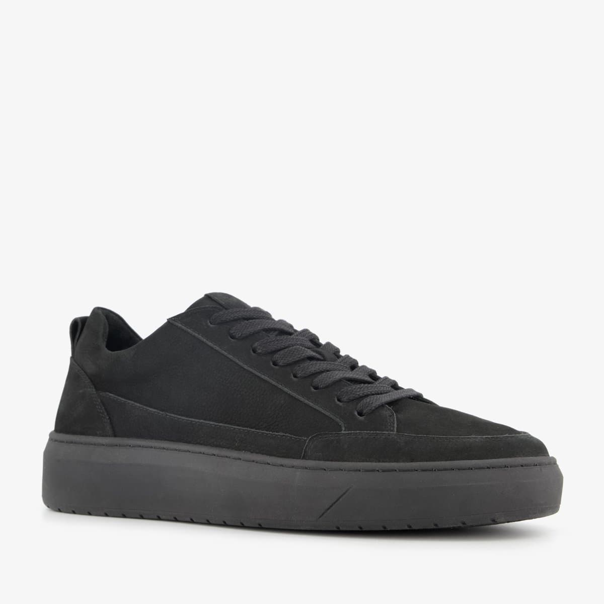 Van Beers leren heren sneakers zwart - Maat 46 - Uitneembare zool