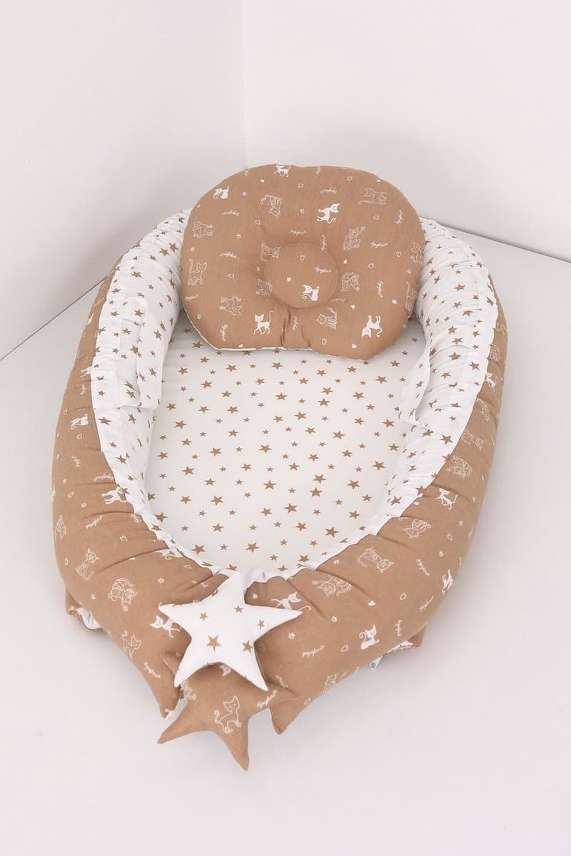 Jaju Baby - Babynestje- Bruine Ster Kat - 60x95 cm