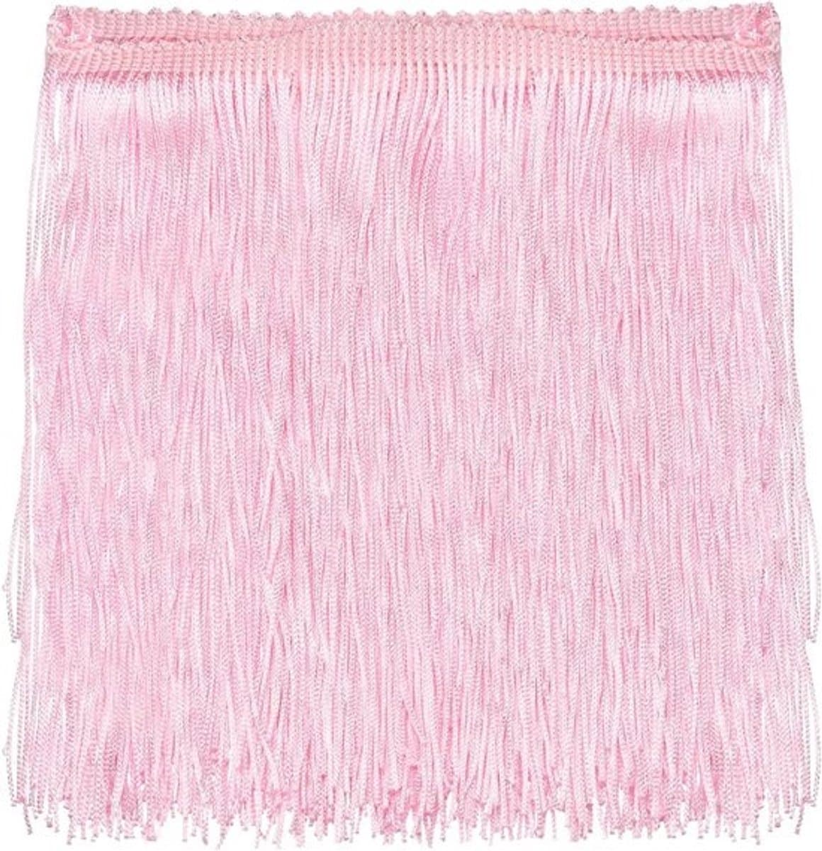 Ketting met franje en rand - Versieringsband - Handwerkdecoratie - Polyestermateriaal - 20cm breed - Roze