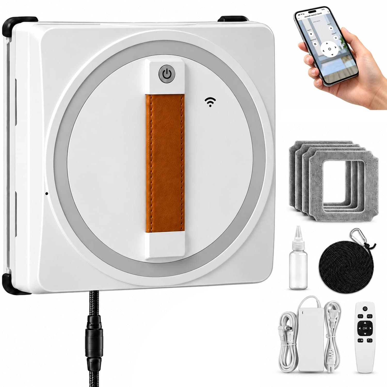ZOSUDULL-Robot Ramenwasser-4 Slimme Reinigingsmodi- 97% Hoekdekking - 4 Sproeikoppen-100 ml Reservoir- 2800 Pa- App en afstandsbediening-30 Min. Noodzuigkracht en 4 Pads - Wit