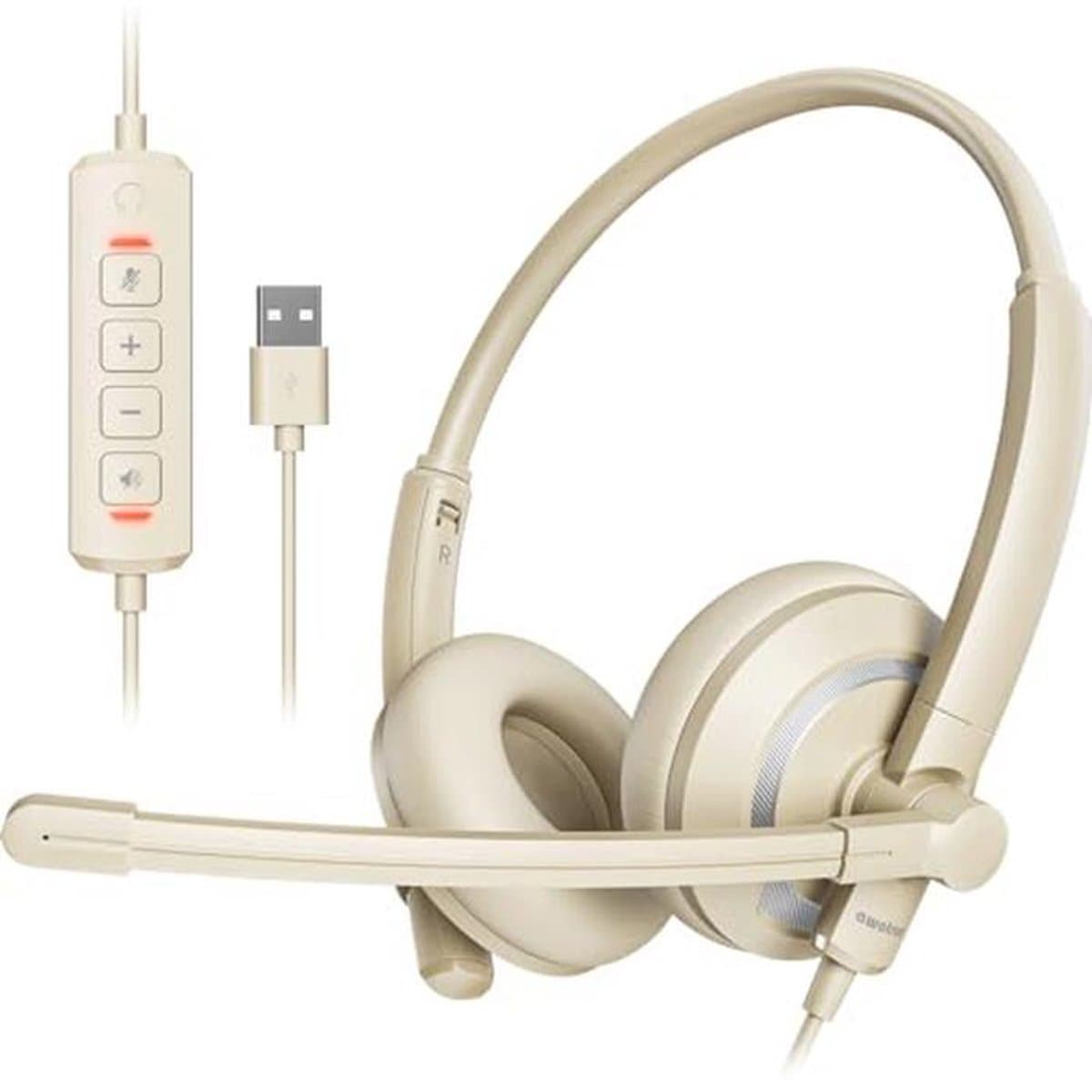 USB-headset met microfoon voor pc en laptop - Ruisonderdrukkende on-ear hoofdtelefoon voor kantoor en webinars