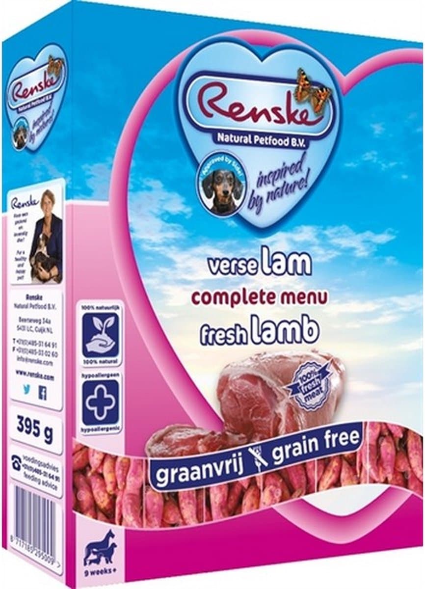 Renske Hond Vers Adult Graanvrij - Lam - Hondenvoer - 10 x 395 g