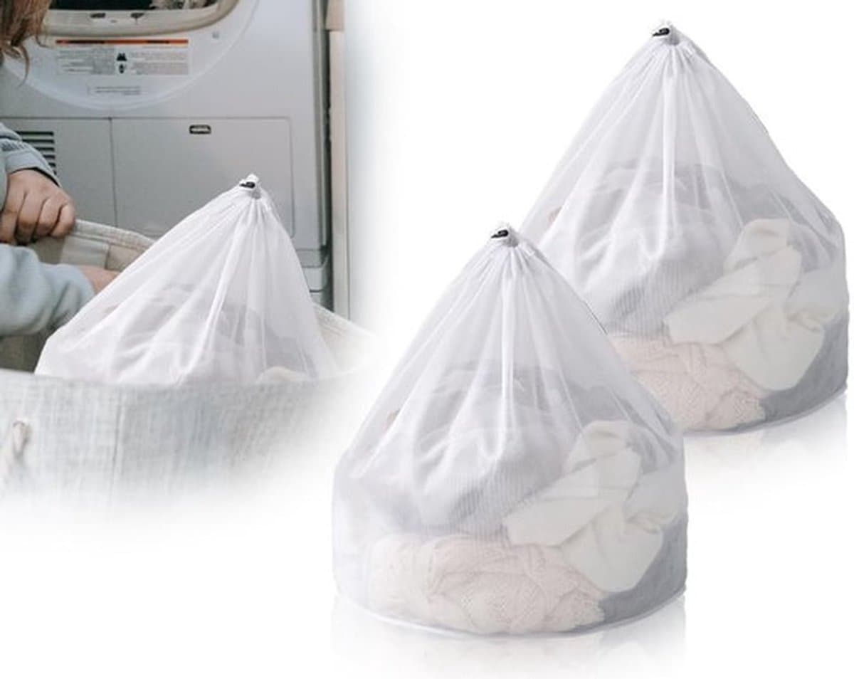 - Wasnet - Kleding - Herbruikbaar - 50 x 60 cm - Dichte mesh - Voor wasmachine - 2 stuks