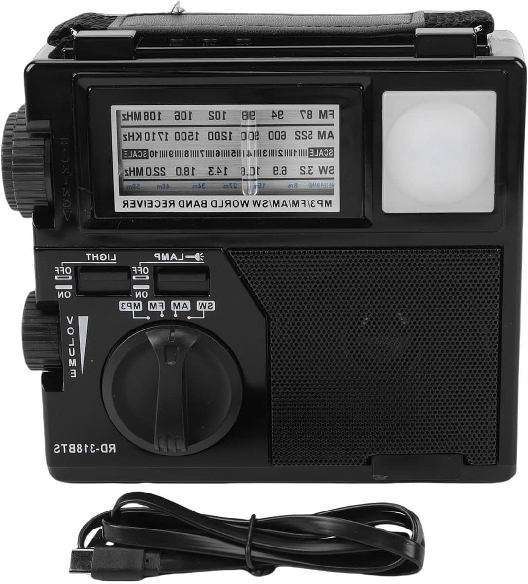 Draagbare Radio - Kortegolf Radio - Muziek Luisteren - Zonne-energie Oplaadbaar - 17 x 16 x 8 cm - Zwart