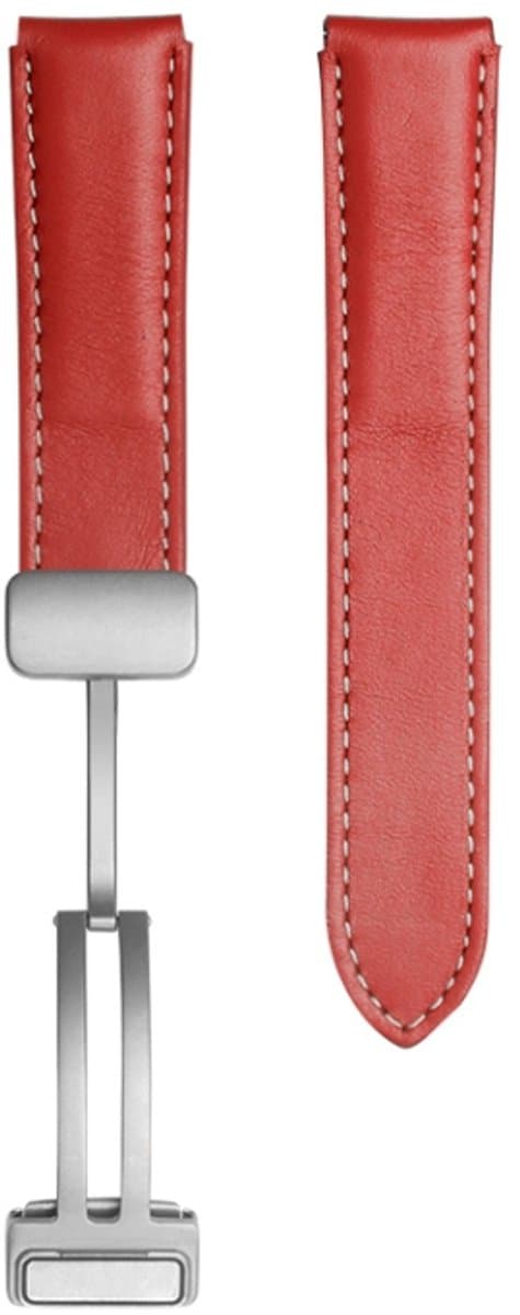 For Samsung Galaxy Watch5 40mm / 44mm Plain Weave Genuine Leather Watch Band Silver Buckle(Red)